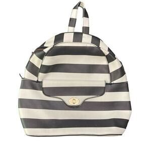 Under One Sky Vegan Leather‎ Striped Backpack Black & White Unisex Casual